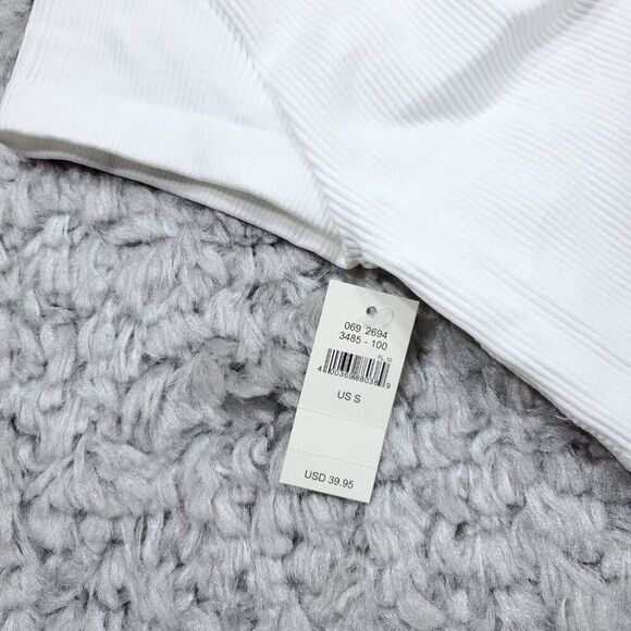 Aerie O-Ring Seamless Ribbed Unlined Cropped Bra Top Bralette Size Small White - Picture 3 of 5